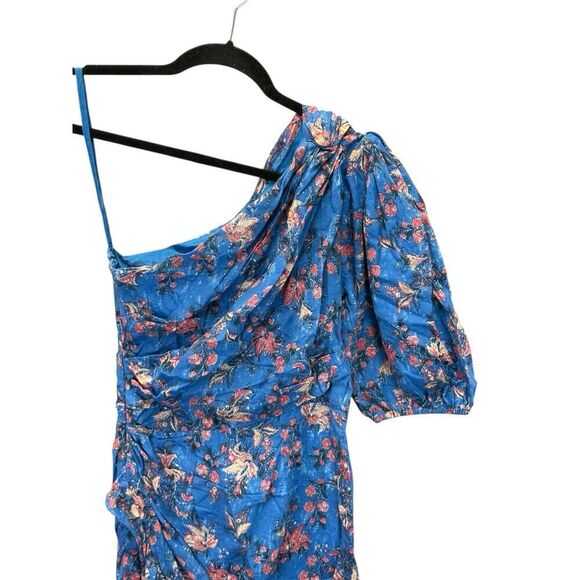 Isabel Marant Étoile Esther Blue Floral One Shoulder Dress Size US 2 XS - Picture 9 of 15